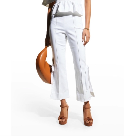 Cinq a SeptLou Denim Pants with Ties (White) Size 8.